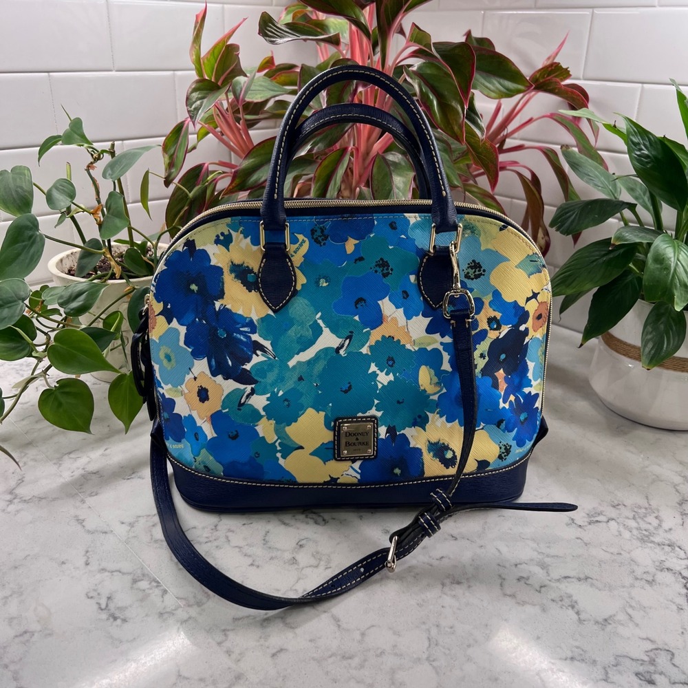 Dooney & Bourke Somerset Watercolor floral zip LeatherTrim Crossbody Bag